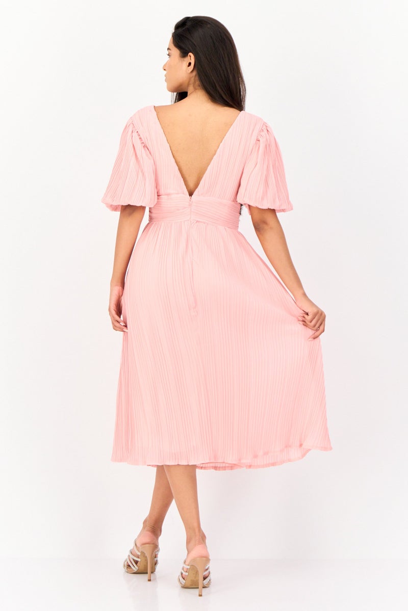 Archive Design Studio Women Plain Midi Dress, Pink - Image 4