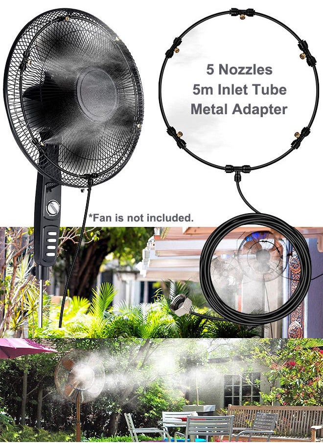 30cm 12inch Fan Misting Kit Outdoor Misting Cooling System with 5m Misting Line 5pcs Brass Mist Nozzles and Metal Adapter for Patio Garden Lawn Greenhouse Breeze BBQ Party - pzsku/ZE3AF643E65684238769BZ/45/_/1689911101/54afadd3-334c-4070-a5f0-e543f06d66bf