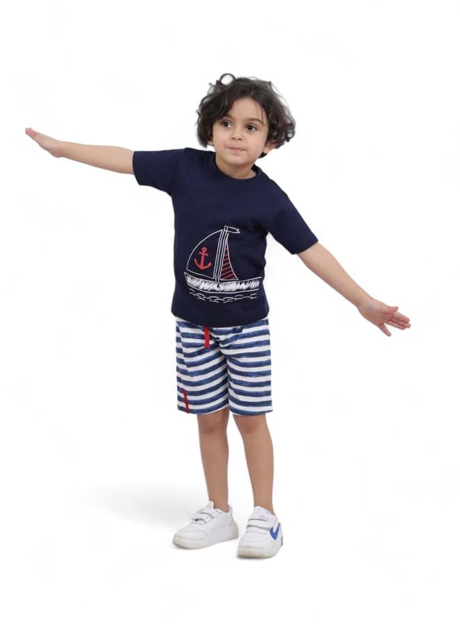 تشويس طقم قطني فاخر للأولاد (4 سنوات) - مجموعة صيف 2024 - مواد لطيفة وظلال مفعمة بالحيوية لمظهر أنيق ومريح, الآن فى 🌈 تشويس - Image 1