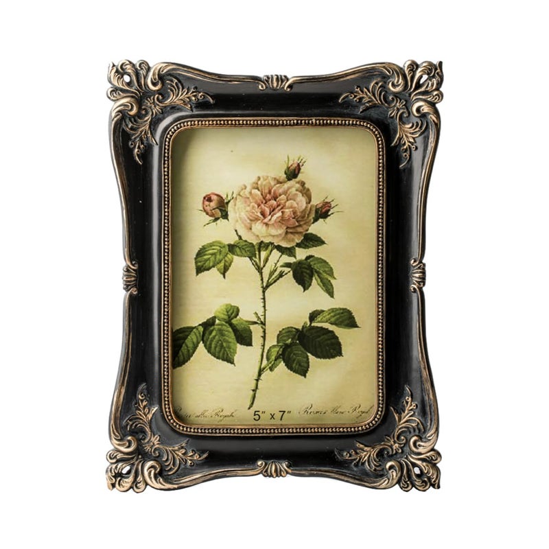 CISOO Vintage 5x7 Picture Frame Antique Photo Frame Table Top Display and Wall Hanging Retro Home Decor Ornate Photo Gallery Art Black and Gold