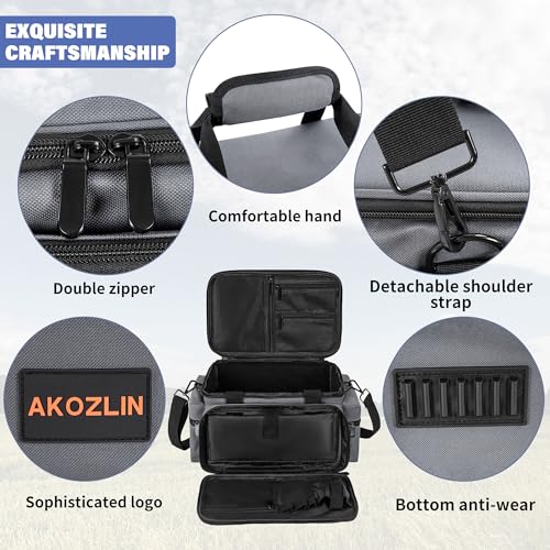 AKOZLIN Cable File Bag DJ Gig Bag Cord Organizer Case with Detachable Dividers for Laptop,DJ Gear, Sound Instrument and Music Equipment Accessories 13"×8.3"×8.3" Grey - Image 5