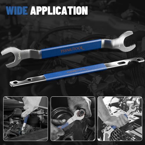 YSSNIUTOOL Fan Clutch Wrench Set,32mm & 36mm Wrenches - Essential Tool for BMW, Ford, GM, Chevrolet, Fan Clutch Removal Kit,Water Pump Holder, Fan Clutch Nut Wrench Removal Kit (Blue) - Image 2