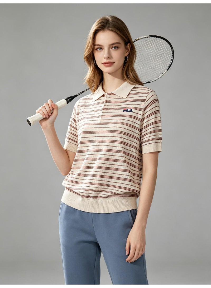 فيلا FILA striped Polo shirt for men and women - Image 2