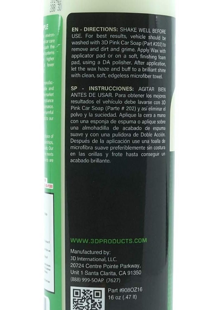 3D Carnauba Wax - 16 oz | High Gloss Liquid Wax for Ultimate Protection & Deep Shine - Image 2