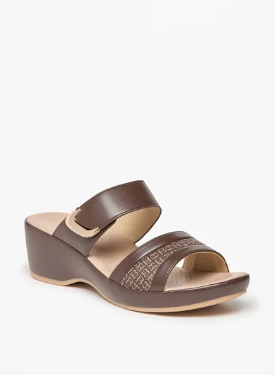 فلورا بيلا من شو إكسبرس Womens Monogram Print Slip-On Sandals With Platform Heels