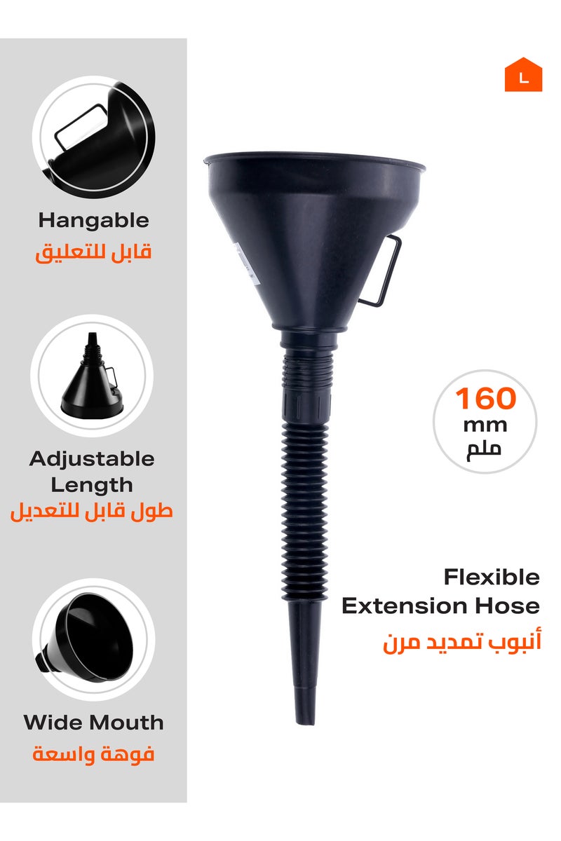 قمع تزييت - قمع سائل زيت 160 مم مع خرطوم تمديد مانع للانسكاب للسيارة والمنزل - Image 2