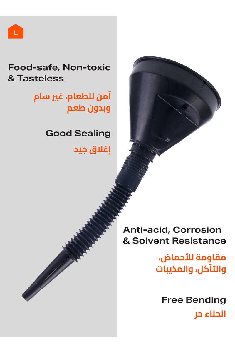 قمع تزييت - قمع سائل زيت 160 مم مع خرطوم تمديد مانع للانسكاب للسيارة والمنزل - Image 3