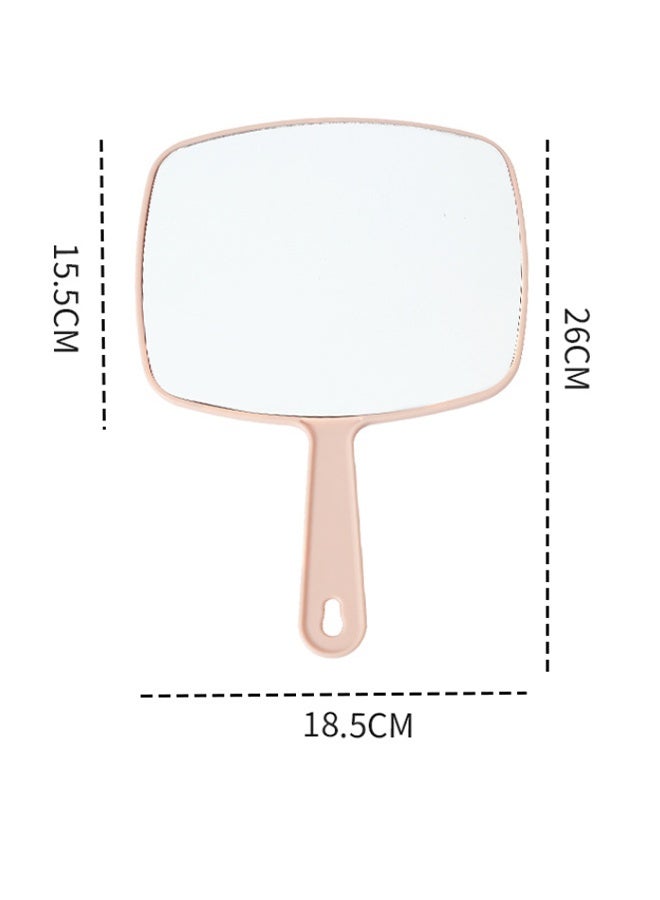 مرآة يدويّة، مرآة ماكياج يدوية بمقبض للحلاقة، وماكياج، والحمّام، والشعر، ومناسبة للسفر، مرآة يدويّة كبيرة، مرآة يدوية للاستخدام المنزلي أو صالونات التجميل أو السفر (مربعة بيضاء) - Image 2