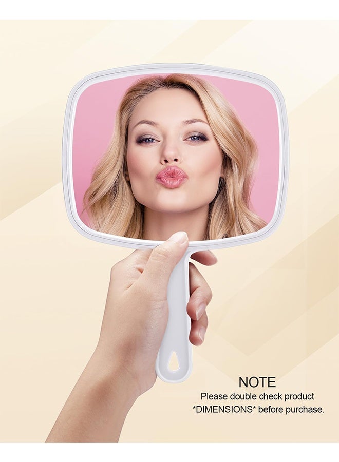 مرآة يدويّة، مرآة ماكياج يدوية بمقبض للحلاقة، وماكياج، والحمّام، والشعر، ومناسبة للسفر، مرآة يدويّة كبيرة، مرآة يدوية للاستخدام المنزلي أو صالونات التجميل أو السفر (مربعة بيضاء) - Image 3