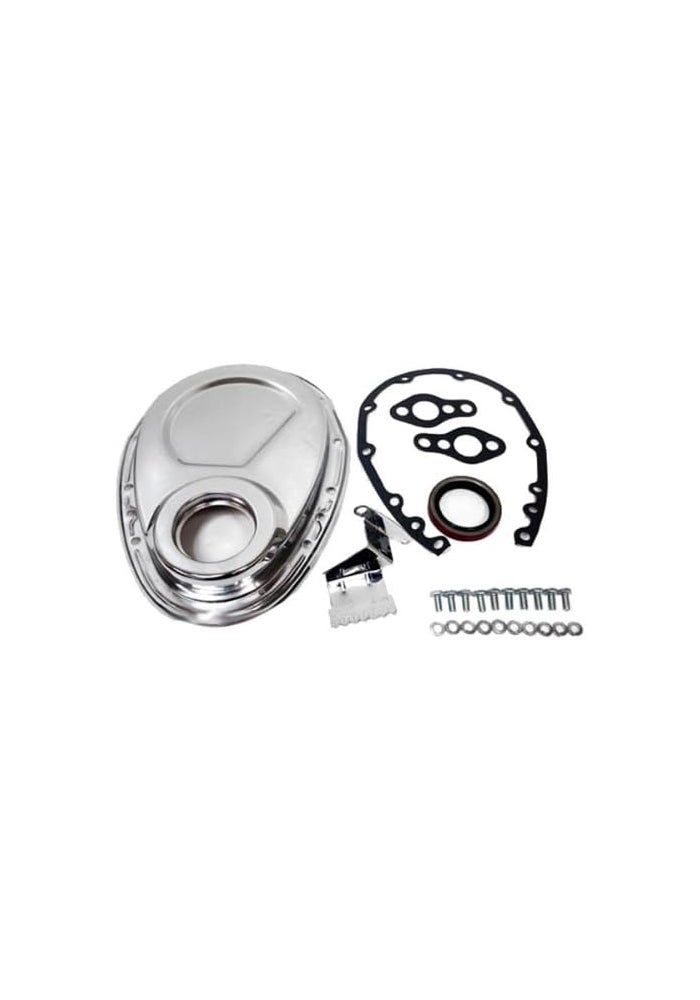 CFR Performance Chrome Steel Timing Chain Cover Set for Chevy Small Block 283-400
