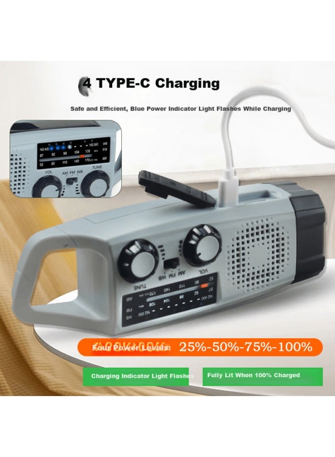 Jujingyang Emergency Preparedness Rescue Disaster Radio Flashlight High-brightness Led Hand Crank Solar Charging Sos Outdoor Lighting - Image 3