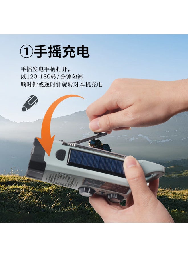 Jujingyang Emergency Preparedness Rescue Disaster Radio Flashlight High-brightness Led Hand Crank Solar Charging Sos Outdoor Lighting - Image 2