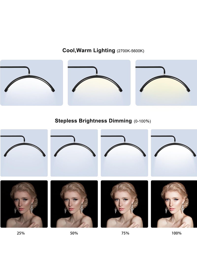 Bukela - Eyelash Lamp - Dimmable LED Floor Lamp Lash Light for Eyelash Extensions, Salon SPA, Esthetician - Rotating Half-Moon Head, Shadowless Lighting, Adjustable Brightnes - Image 1