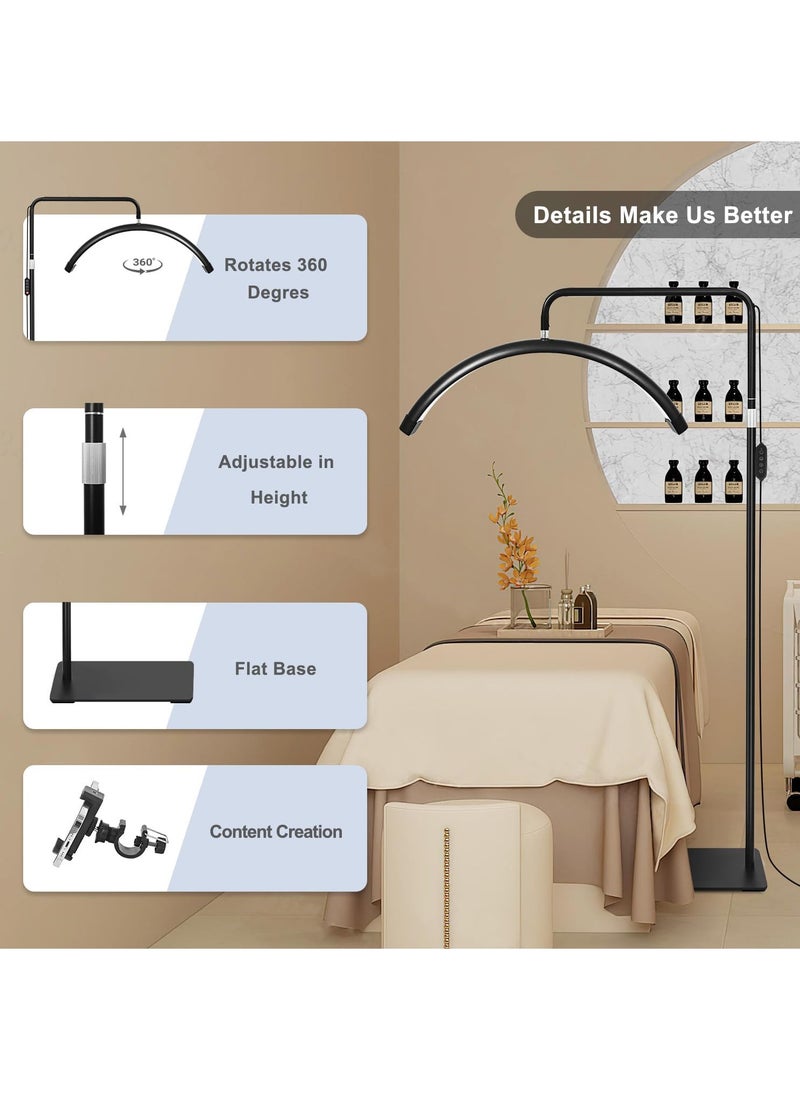Bukela - Eyelash Lamp - Dimmable LED Floor Lamp Lash Light for Eyelash Extensions, Salon SPA, Esthetician - Rotating Half-Moon Head, Shadowless Lighting, Adjustable Brightnes - Image 1