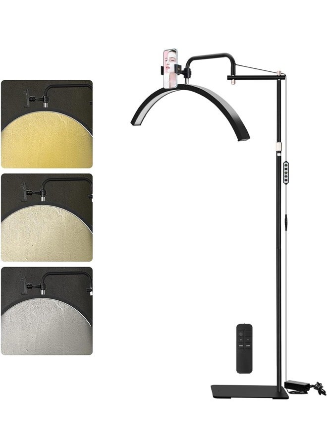 Bukela - Eyelash Lamp - Dimmable LED Floor Lamp Lash Light for Eyelash Extensions, Salon SPA, Esthetician - Rotating Half-Moon Head, Shadowless Lighting, Adjustable Brightnes - Image 1