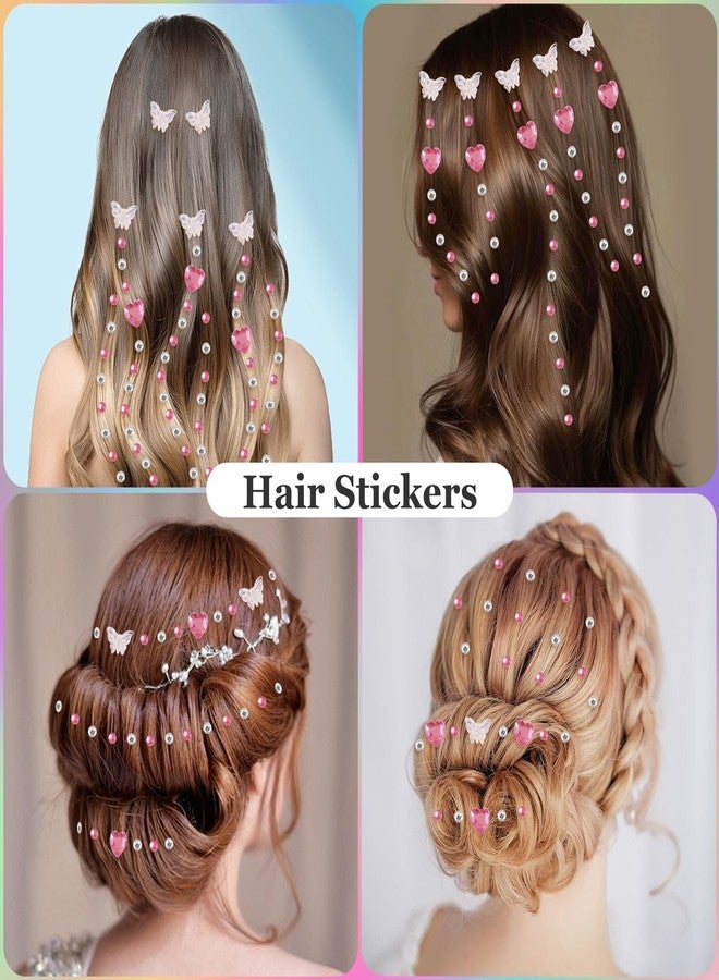 IncreDecor 6 Sheets Self Adhesive Rhinestones Face Gems Butterfly Face Gem Stickers Heart Rhinestone Hair Jewels Festival Accessories for Women - Image 4