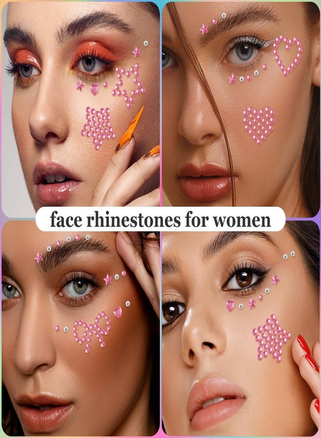 IncreDecor 6 Sheets Self Adhesive Rhinestones Face Gems Butterfly Face Gem Stickers Heart Rhinestone Hair Jewels Festival Accessories for Women - Image 5