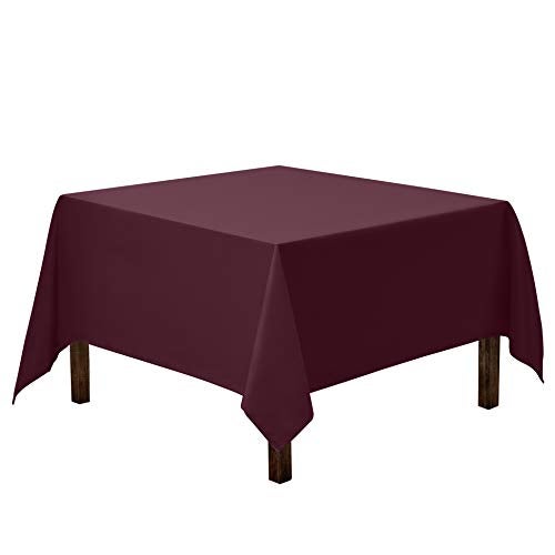 Gee Di Moda Square Tablecloth - 70 x 70 Inch Burgundy Table Cloth for Medium Square or Round Tables - Heavy Duty Washable Fabric - for Buffet Table, Holiday Party, Dinner, Wedding & Baby Shower - Image 1