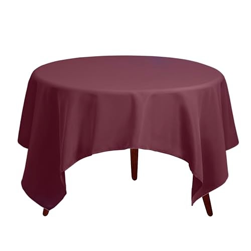 Gee Di Moda Square Tablecloth - 70 x 70 Inch Burgundy Table Cloth for Medium Square or Round Tables - Heavy Duty Washable Fabric - for Buffet Table, Holiday Party, Dinner, Wedding & Baby Shower - Image 2