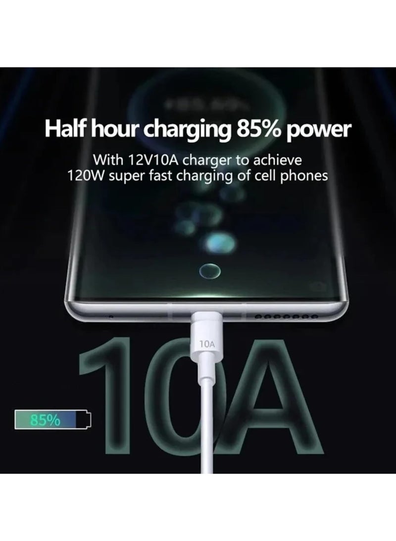 بيعتكلها كابل USB من النوع C بقوة 120 وات 10 أمبير سلك شحن سريع للهاتف المحمول سلك بيانات USB من النوع C من النوع C متوافق مع هاتف Xiaomi Honor V40 وSamsung Galaxy OnePlus (1 متر) - Image 4