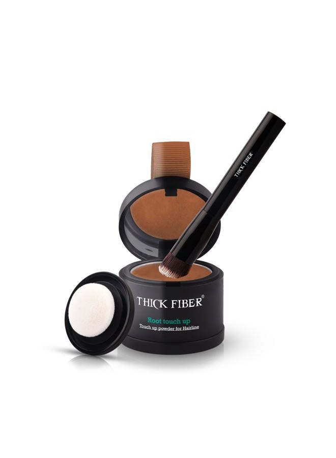 Thick Fiber Root Touch Up Powder, Root Cover Up Hairline Powder for Thin Hair - Water & Sweat Resistant Hair Loss Concealer Set with Hair Powder for Thinning Hair, Includes Brush (Medium Golden Brown) - Image 1