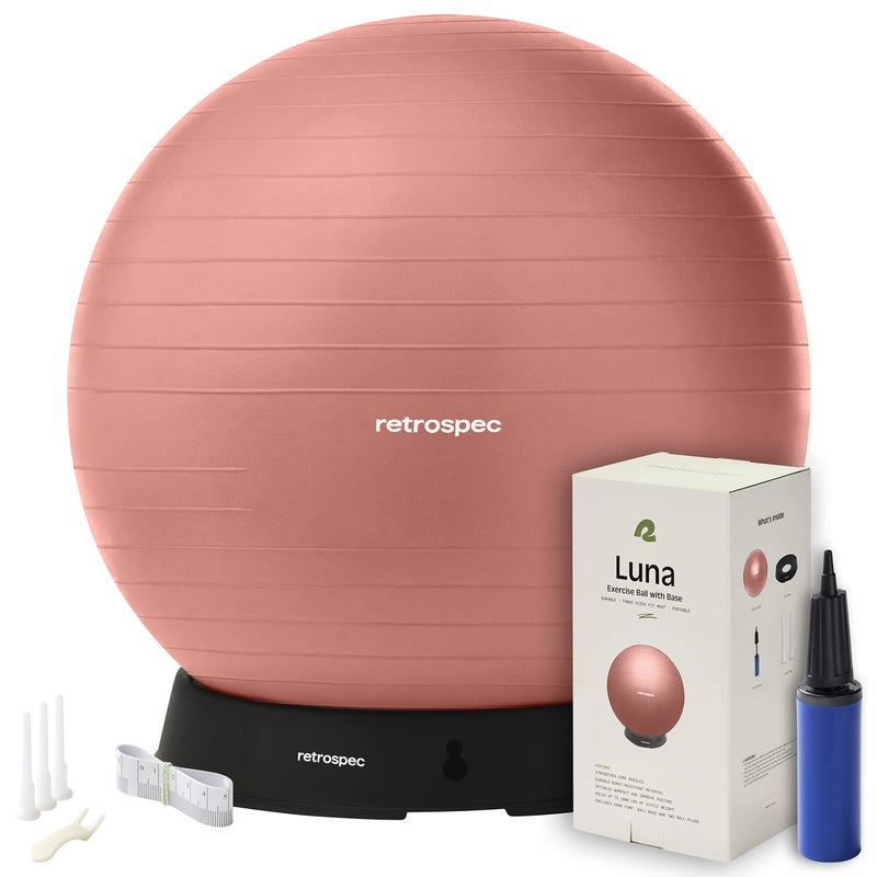 Retrospec Luna Exercise Ball with Pump - Anti-Burst Fitness Equipment for Yoga, Core Training & Stability - Home Gym Swiss Ball for Office & Pregnancy - Image 1