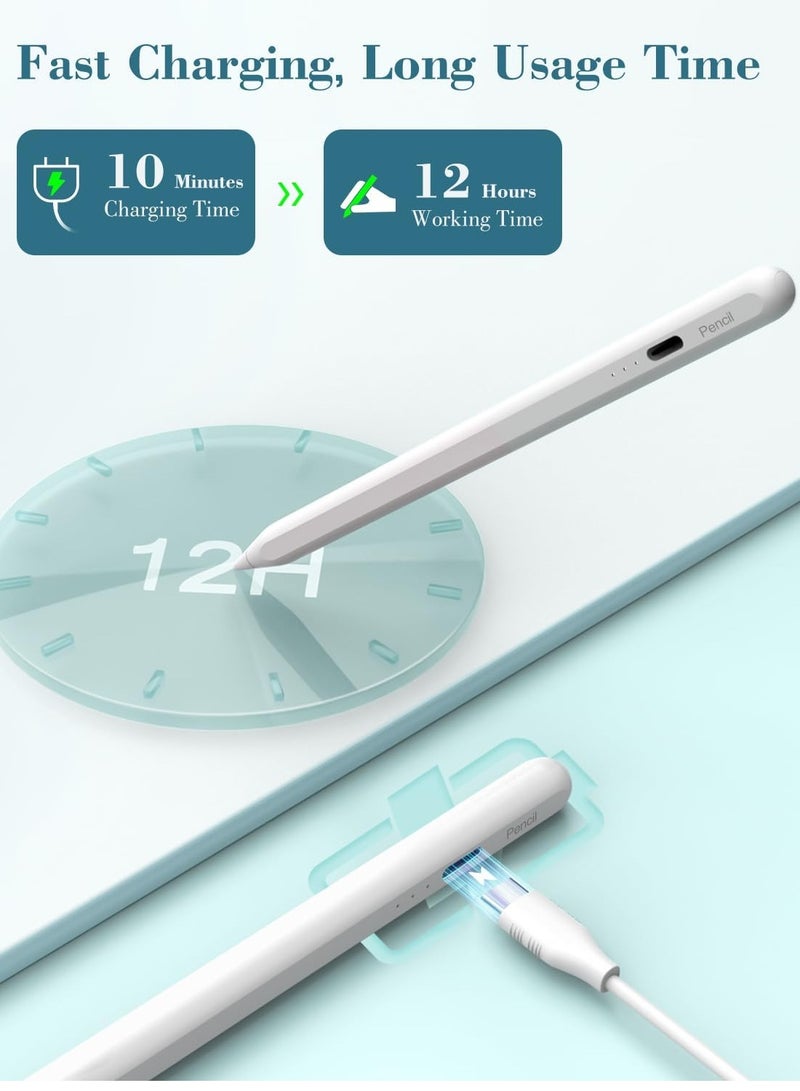 Acu Kids Stylus Pen for iPad with Palm Rejection, 10 Minutes Fast Charge, Compatible with iPad Air 3/4/5, iPad Mini 5/6, iPad 6/7/8/9/10th Generation, iPad Pro 11" & 12.9". (White) - Image 2