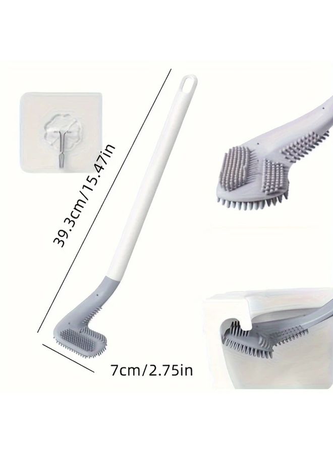 Green Flexible Silicone Toilet Brush With Long Handle 360 Rotation Wall Mounted - Image 5
