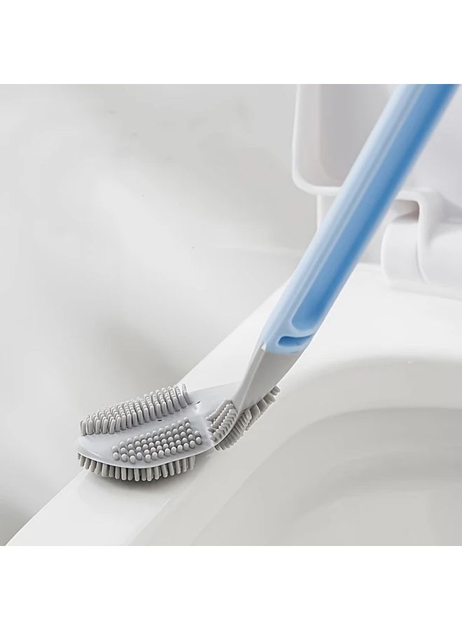 Green Flexible Silicone Toilet Brush With Long Handle 360 Rotation Wall Mounted - Image 1