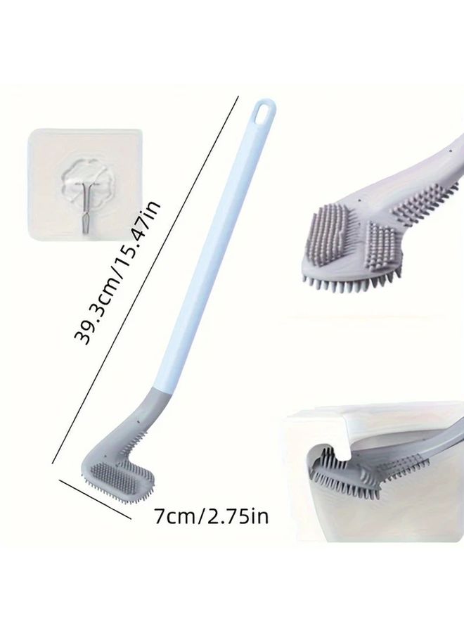 Green Flexible Silicone Toilet Brush With Long Handle 360 Rotation Wall Mounted - Image 4