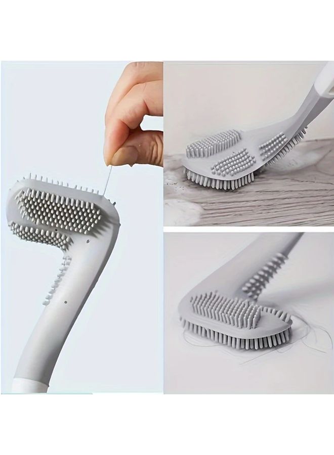Green Flexible Silicone Toilet Brush With Long Handle 360 Rotation Wall Mounted - Image 3