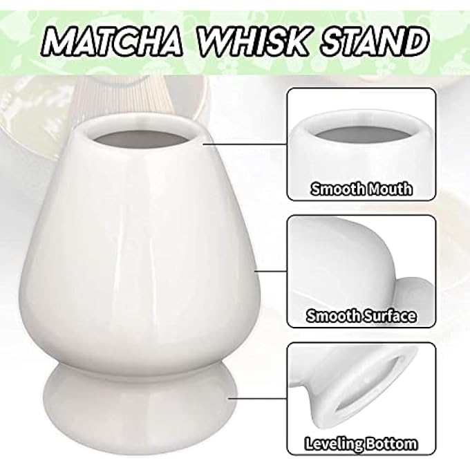 كاست ويف طقم حفل الشاي الياباني التقليدي، طقم شاي ماتشا، خلاط ماتشا فاخر وملعقة شاي، مثالي لمحبي الشاي والمبتدئين، 3 قطع، أبيض - Image 3