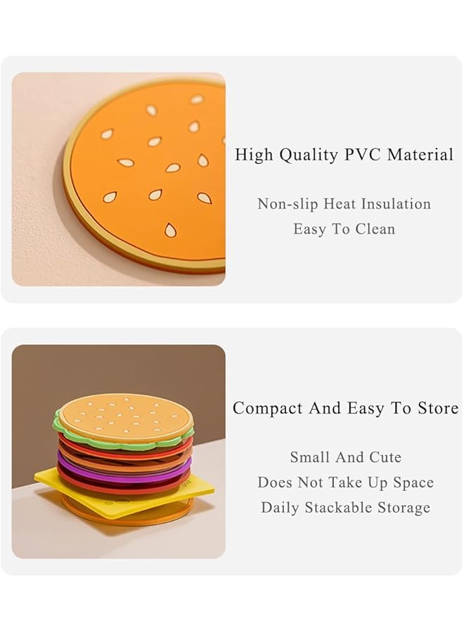 إيروريكس مجموعة من 8 قطع من قواعد الأكواب للمشروبات، قواعد أكواب سميكة من مادة البولي فينيل كلوريد لتزيين المنزل والمطبخ، حصيرة أكواب مقاومة للماء والزيت، قواعد أكواب لحماية الطاولة مناسبة لأكواب مختلفة - Image 4