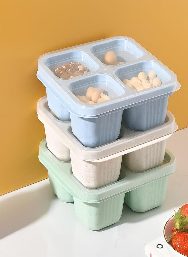 Emptycolor 3 Pack 4 Compartment Lunch Snack Containers with Lids, Meal Prep Bento Snack Boxes, BPA Free, Reusable Food Storage Lunchable Containers for People Work Travel - Image 2