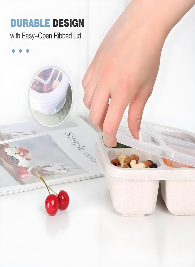 Emptycolor 3 Pack 4 Compartment Lunch Snack Containers with Lids, Meal Prep Bento Snack Boxes, BPA Free, Reusable Food Storage Lunchable Containers for People Work Travel - Image 4