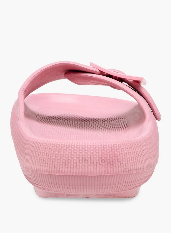 Flora Bella By Shoexpress PINK Buckle Accent Slides  | Best Price UAE
