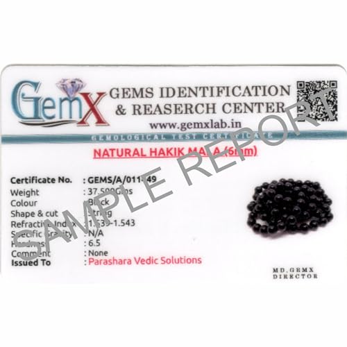ARKAM Certified Black Hakik Mala - Black Agate Beads (Size: 6mm, Length: 30 inches, 108+1 Pieces) - Image 2