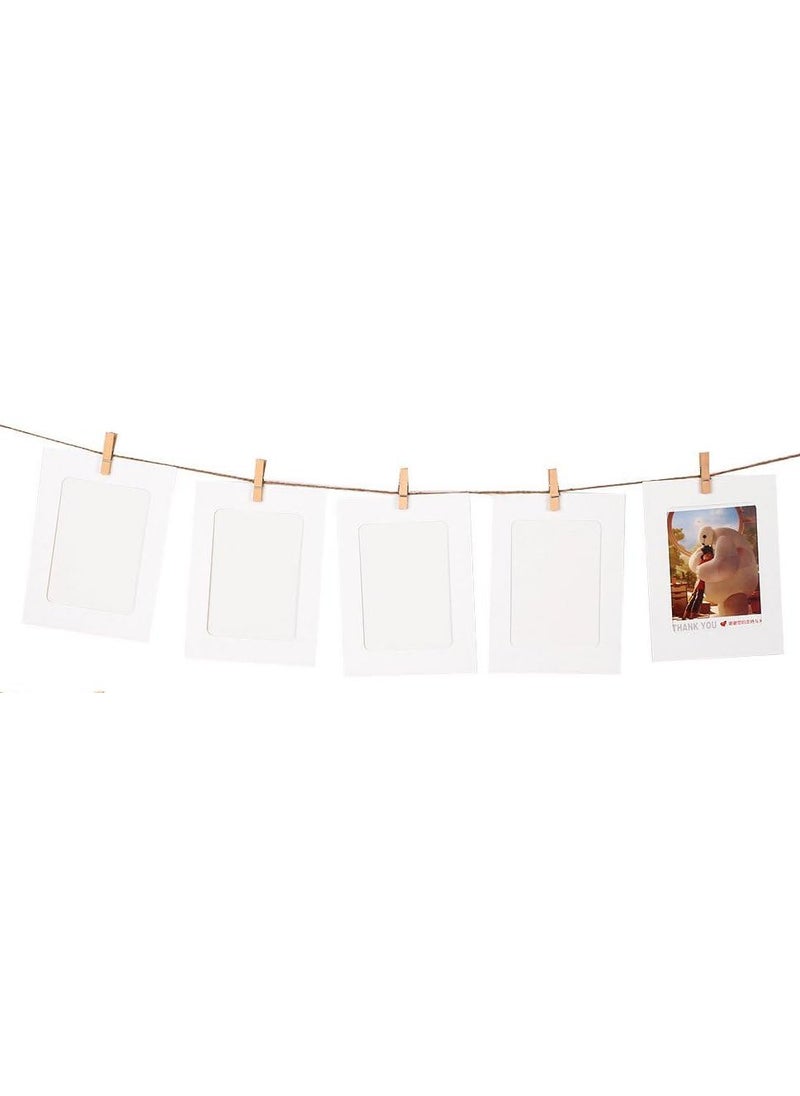 Eoast Eoast 12 pcs White Hanging Photo Frame with natural wooden clips and Rope Outer Size 9 95 cm Inner Size  - Image 1