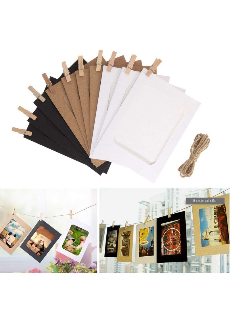 Eoast Eoast 12 pcs White Hanging Photo Frame with natural wooden clips and Rope Outer Size 9 95 cm Inner Size  - Image 4