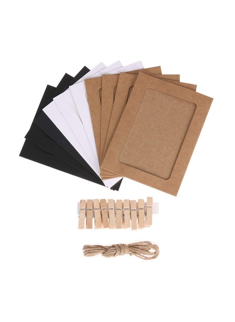 Eoast Eoast 12 pcs White Hanging Photo Frame with natural wooden clips and Rope Outer Size 9 95 cm Inner Size  - Image 5