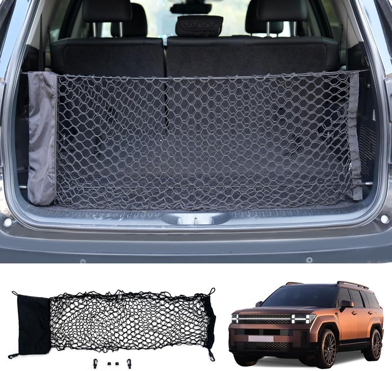 Maxzina Cargo Net Compatible with 2024 2025 Hyundai Santa Fe Truck Bed Cargo Net 3.12'×1.02' Double Layer Envelope Style Dense Mesh Trunk Organizer for Santa Fe Exterior Accessories - Image 1
