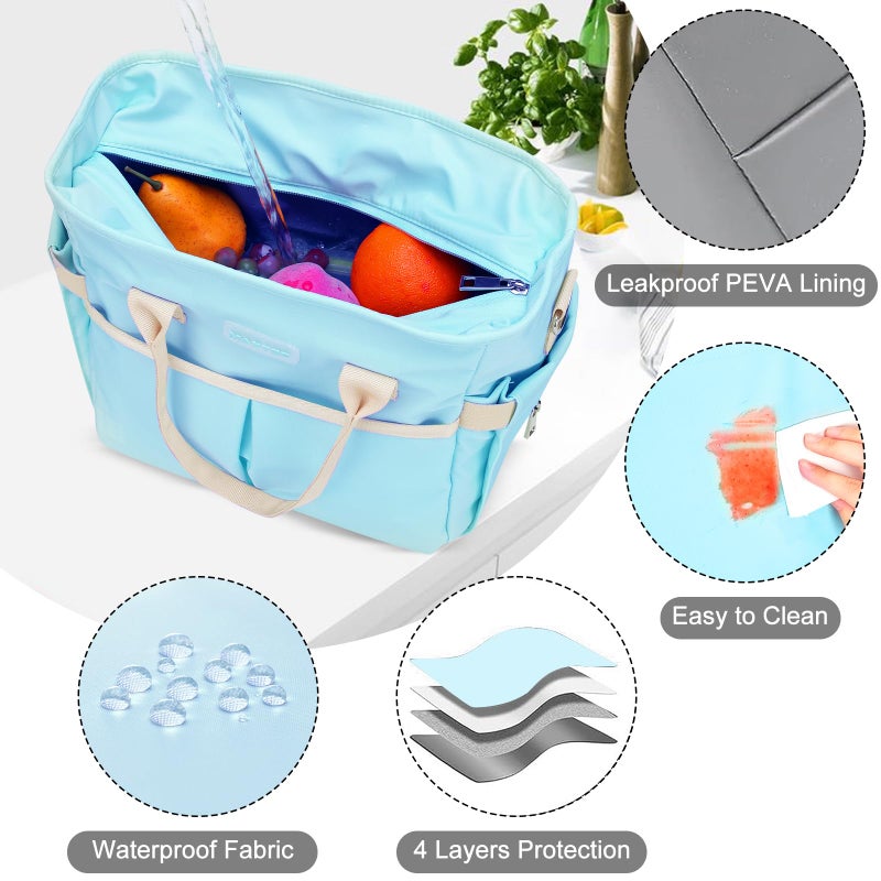 MAXTOP Lunch Bag Women for Work Insulated Thermal Lunch Box with Wide-Open Pocket Reusable Leakproof Cooler Bags with Removable Shoulder Strap for Teacher Nurse Office Picnic Travel Blue - Image 5