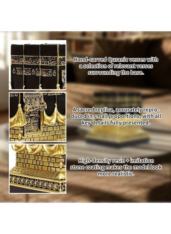 Gold Kaaba Replica Model, Islamic Ornament & Hajj Souvenir, Elegant Home Decor for Living Room, Office, or Prayer Corner - Image 3