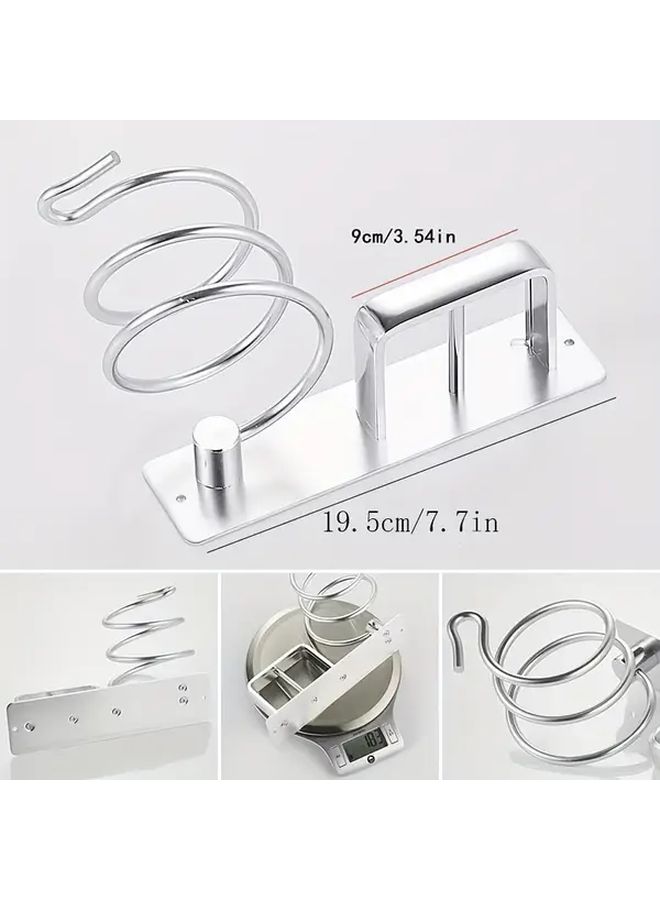 Aluminum Wall Mount Hair Dryer Rack Organizer Bracket Silvery - Image 3