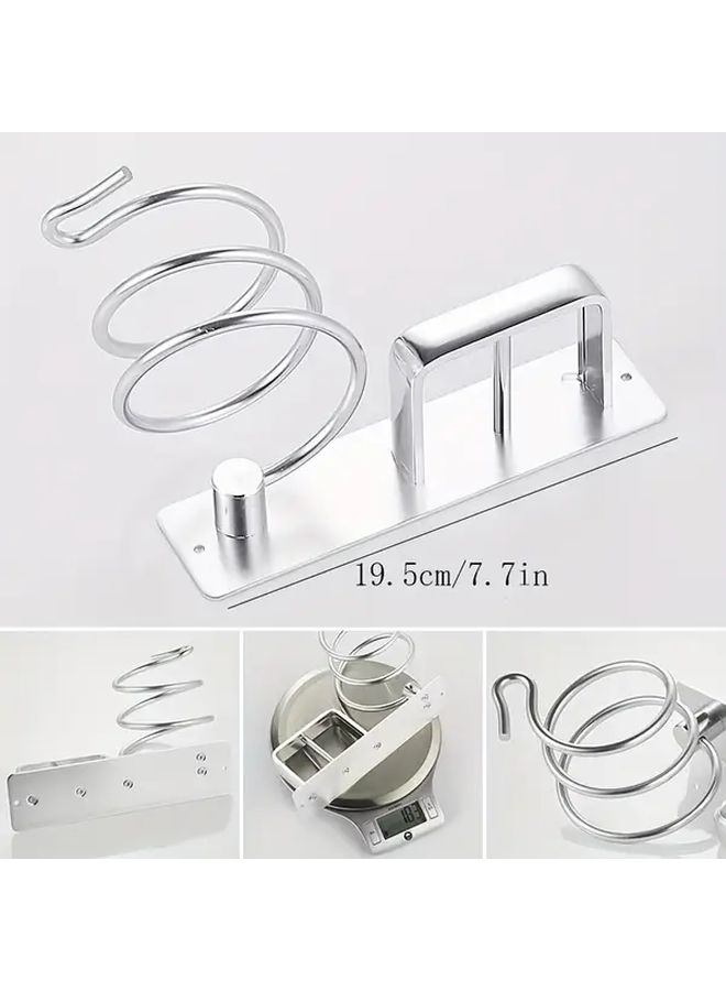 Aluminum Wall Mount Hair Dryer Rack Organizer Bracket Silvery - Image 4