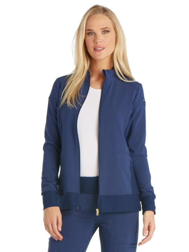 Cherokee iflex by Cherokee Uniforms Zip Front Scrub Jackets for Women Plus Size CK303, 4XL, Navy - Image 5