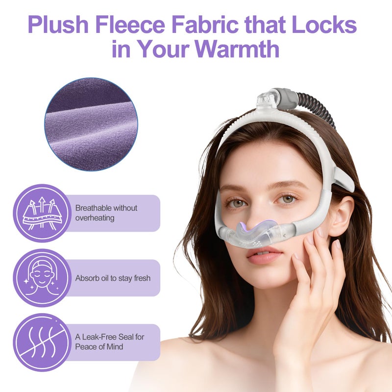 MEDICOLOR 2 Packs Improved Cushion for Airtouch N30i & Airfit N30i, with Soft Fleece Fabric, Warm & Breathable, Non-Slip Nasal Pillow Mask, Replacement CPAP Supplies, Old Version - Purple (Medium) - Image 4