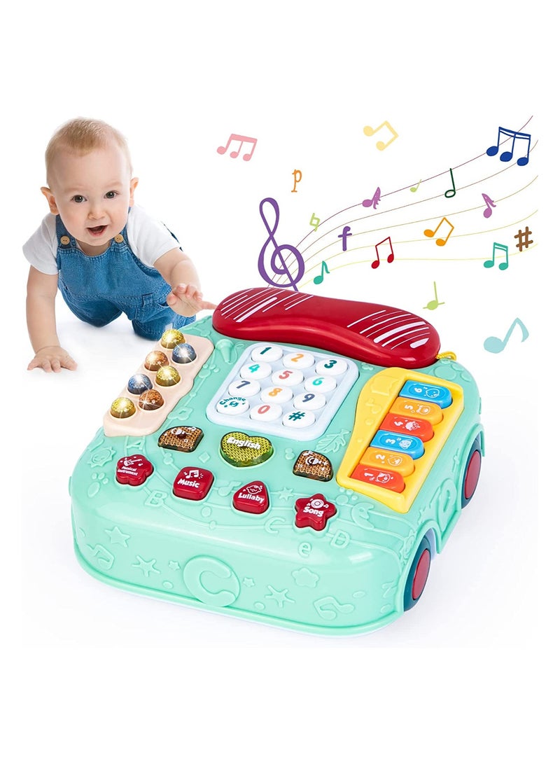 Loquat Baby Educational Musical Toy Phone, Pull Along Car Toys, Musical Light Walking Telephone Toys for Toddlers Kids, for 1 Year Old Boys Girls - Image 1