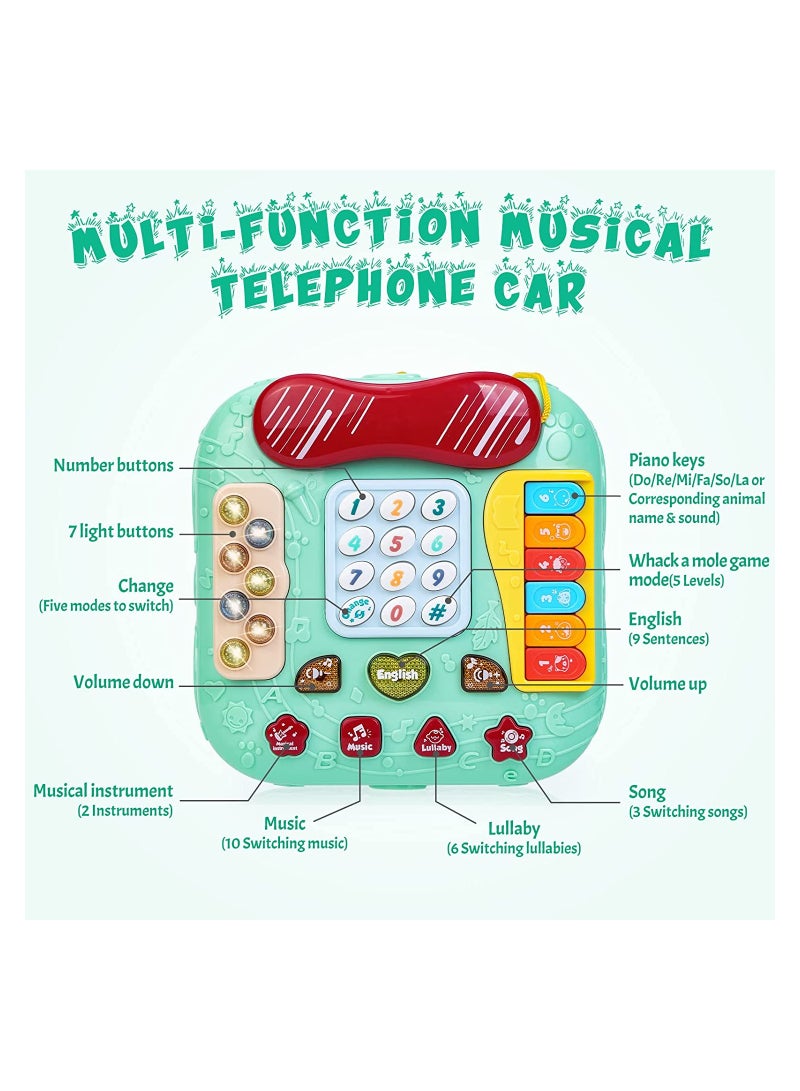 Loquat Baby Educational Musical Toy Phone, Pull Along Car Toys, Musical Light Walking Telephone Toys for Toddlers Kids, for 1 Year Old Boys Girls - Image 2