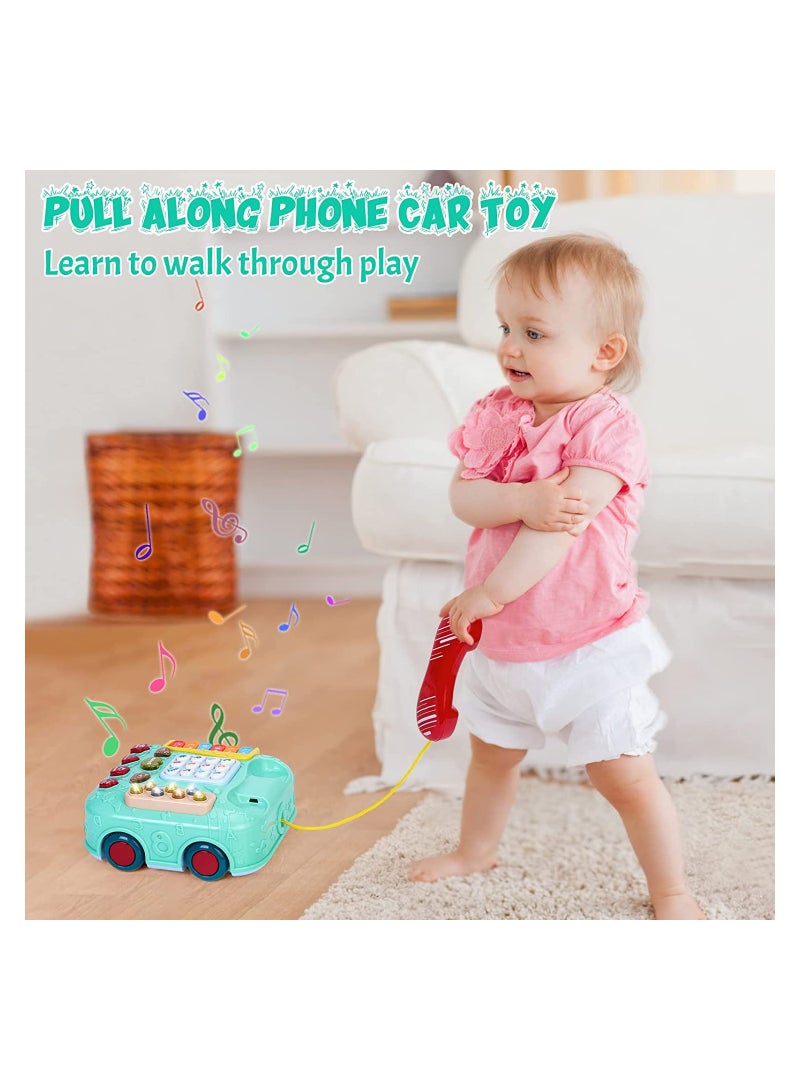 Loquat Baby Educational Musical Toy Phone, Pull Along Car Toys, Musical Light Walking Telephone Toys for Toddlers Kids, for 1 Year Old Boys Girls - Image 5